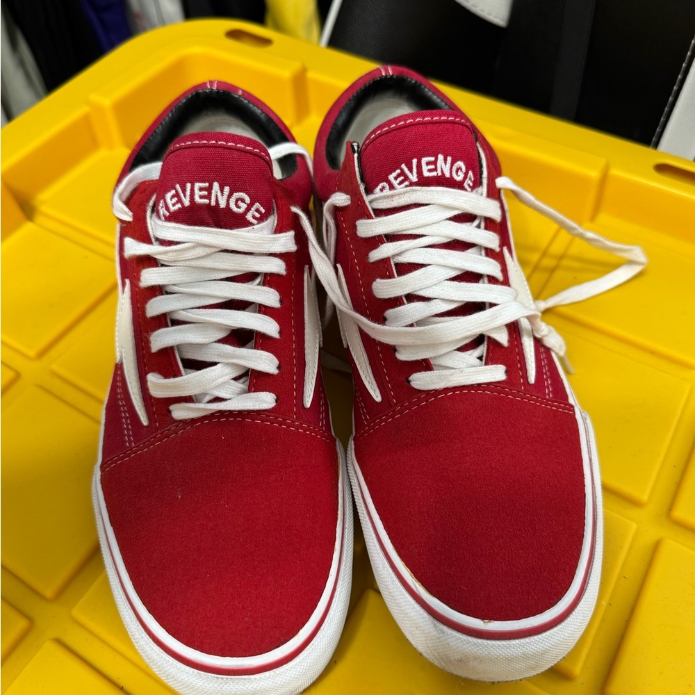 Revenge Clothing Red and White Sneakers
